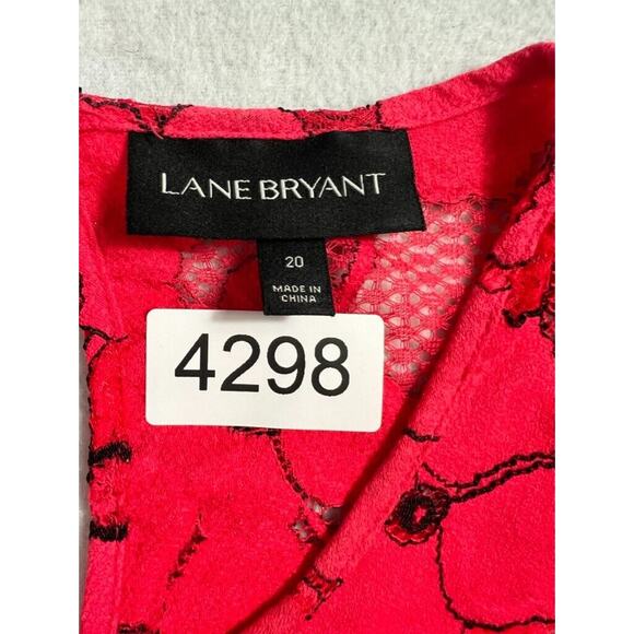 Lane Bryant Blouse Womens 20 Pink Lace Top Ruffle & Balloon Sleeves Sexy - Picture 8 of 11